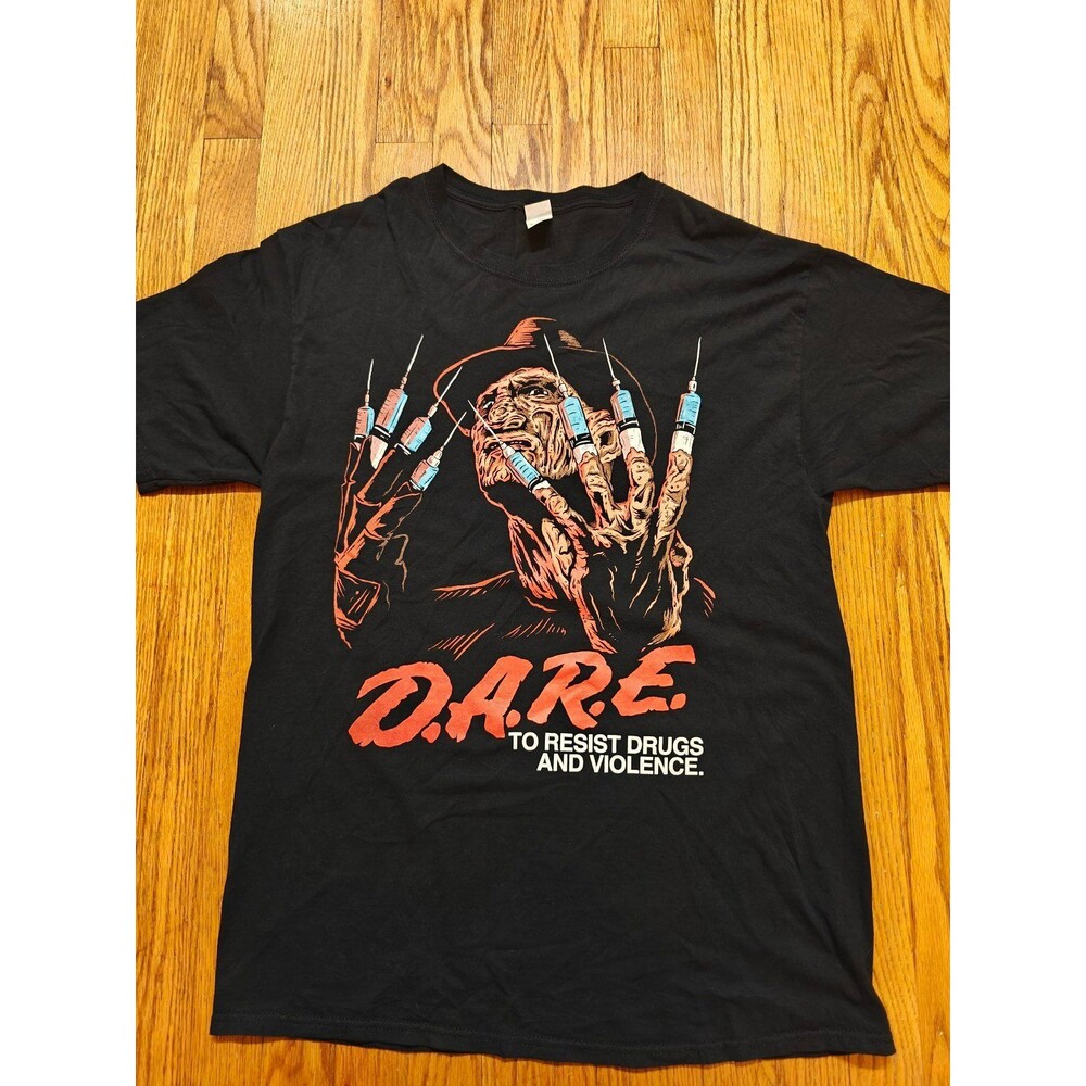 Freddy Kreuger DARE Horror Parody Graphic T Shirt Large Original Print